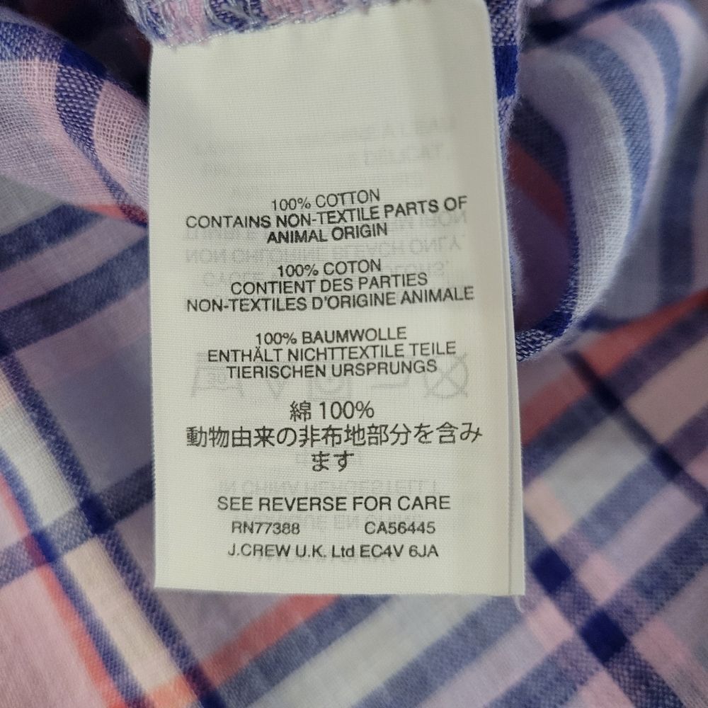 J. Crew Women's Gathered Henley Lilac Plaid Shirt - Picture 11 of 15